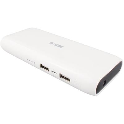SSK 10.000 mAh, 2x USB, 2A, alb