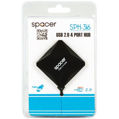 Hub USB Spacer SPH-316 USB 2.0 4 Port negru