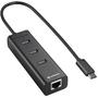 Hub USB Sharkoon 3-Port USB 3.0 + RJ45 Gigabit Aluminium Hub Type C Black