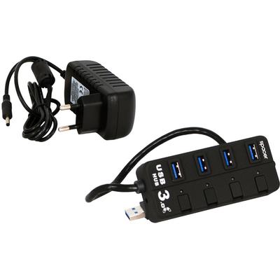 Hub USB Spacer SPH-304 USB 3.0 4 Port negru