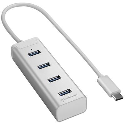 Hub USB Sharkoon 4-Port USB 3.0 Aluminium Hub Type C Silver