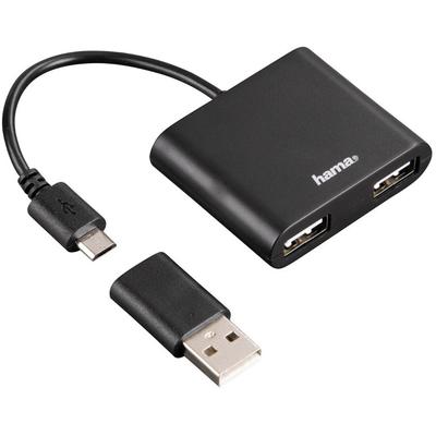 Hub USB HAMA USB 2.0 2 port OTG negru, 54140