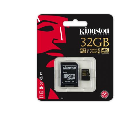 Card de Memorie Kingston Micro SDHC, 32GB, Clasa 10, UHS-I U3 + Adaptor
