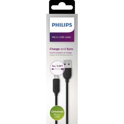 Philips USB Male la microUSB Male, 1 m, Black