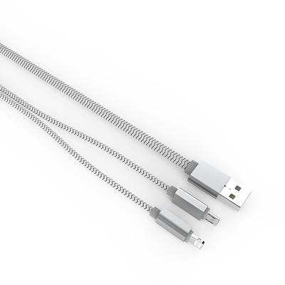 LDNIO LC86 2 in 1 USB - microUSB, Lightning, 1.1 m, metalic