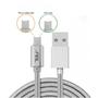 Tellur 2 in1 USB Male la microUSB Male, Lightning Male, 1 m, Silver