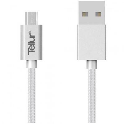 Tellur USB Male la microUSB Male, 1 m, Silver
