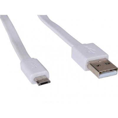 Sandberg Flat USB Male la microUSB Male, 1 m, White