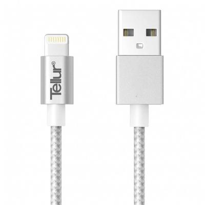 Tellur USB Male la Lightning Male, 1 m, Silver