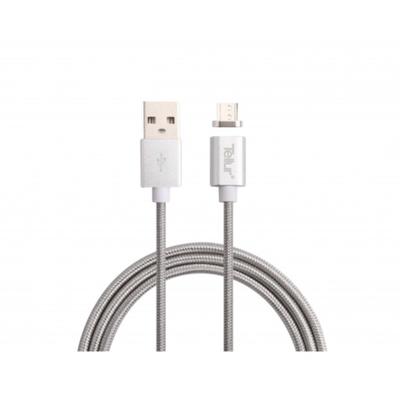 Tellur USB Male la microUSB Male, Magnetic, 1 m, 2.1A, Silver
