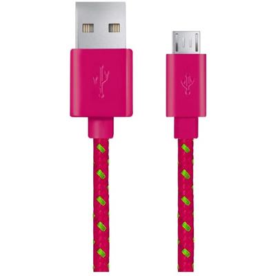 Esperanza Nylon, USB Male la microUSB Male, 1 m, Pink