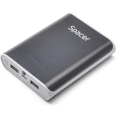 Spacer 10400 mAh, 2x USB, 2.1A, negru