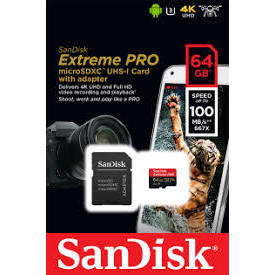 Card de Memorie SANDISK EXTREME PRO microSDXC 64GB 100/90 MB/s A1 C10 V30 UHS-I