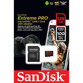Card de Memorie SANDISK EXTREME PRO microSDXC 128GB 100/90 MB/s A1 C10 V30 UHS-I U3