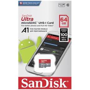 Card de Memorie SanDisk Ultra Android microSDXC 64GB UHS-I Clasa 10 A1 100 MB/s + Adaptor SD