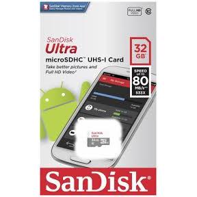 Card de Memorie SanDisk Ultra Android microSDHC 32GB UHS-I Clasa 10 80 MB/s