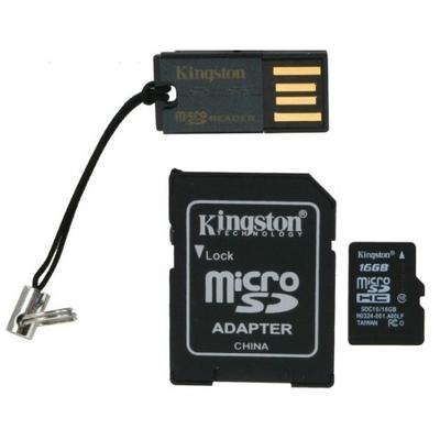 Card de Memorie Kingston Micro SDHC 16GB Clasa 10 UHS-I + Adaptor SD + Card Reader USB 2.0