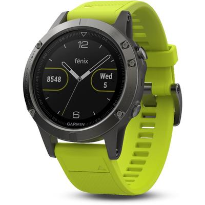 Smartwatch Garmin Fenix 5 gri inchis, curea silicon galben GPS + HR