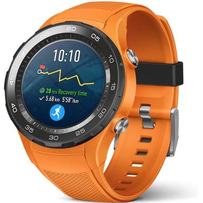 Smartwatch Huawei Watch W2 Sport 4G/LTE negru, curea silicon portocaliu