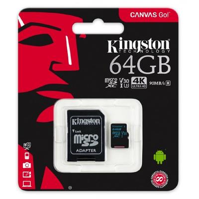 Card de Memorie Kingston Canvas Go! microSDXC 64GB + Adaptor SD