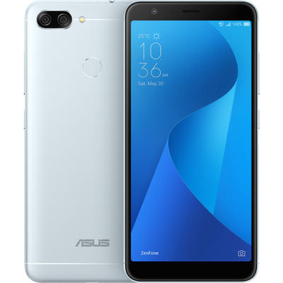 Smartphone Asus ZenFone Max Plus (M1), Ecran Full HD+ aspect 18:9, Qcta Core, 32GB, 3GB RAM, Dual SIM, 4G, TriCamera: 16 mpx + 8 mpx + 8 mpx, senzor amprenta, baterie 4130 mAh, Azure Silver-Blue