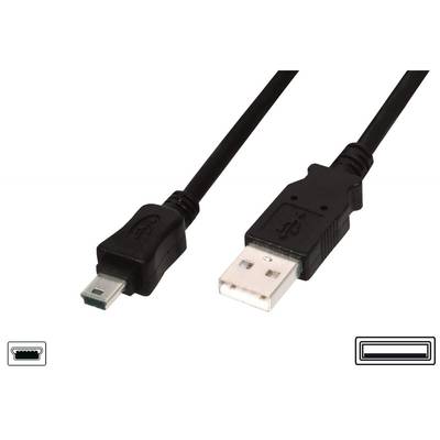 Assmann USB 2.0 Male tip A - miniUSB 2.0 Male tip B, 3m, negru