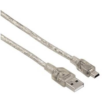 HAMA USB 2.0 Male tip A - miniUSB 2.0 Male tip B, 1.8 m, transparent, 41533