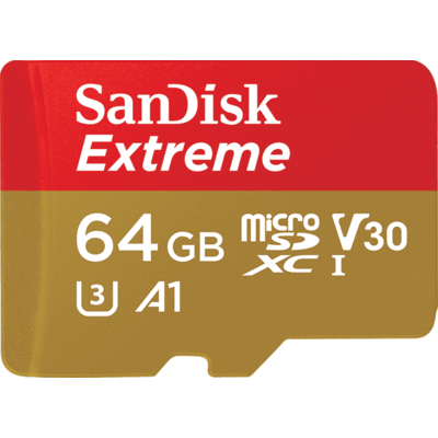 Card de Memorie SANDISK EXTREME microSDXC 64 GB 100/60 MB/s A1 C10 V30 UHS-I U3 - GoPro