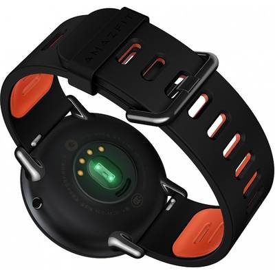 Smartwatch Amazfit Pace, negru, curea silicon negru-rosu, Bluetooth, GPS si senzor HR