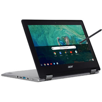 Laptop Acer 11.6" Chromebook Spin 11 CP311, HD IPS Touch, Procesor Intel Celeron N3450 (2M Cache, up to 2.2 GHz), 4GB DDR4, 64GB eMMC, GMA HD 500, Chrome OS, Black