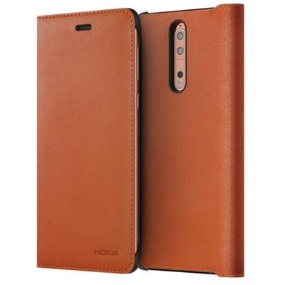 Nokia Husa de protectie de tip Book Leather Tan Brown pentru Nokia 8