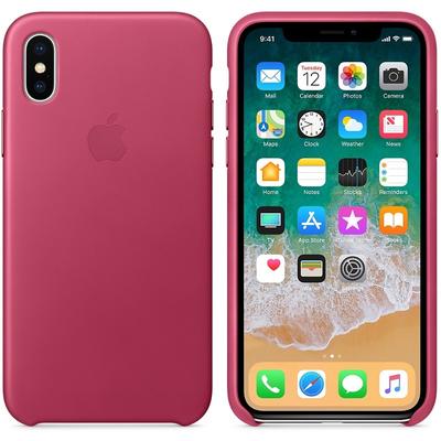 Apple Protectie pentru spate MQTJ2ZM/A Leather Pink Fuchsia pentru iPhone X