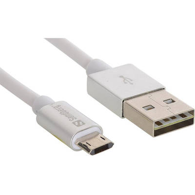 Sandberg USB Male la microUSB Male Reversible, 1 m, White