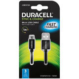 Cablu Date DURACELL USB Male la microUSB Male, 1 m, Black