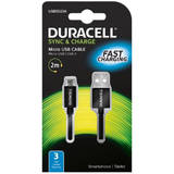 Cablu Date DURACELL USB Male la microUSB Male, 2 m, Black