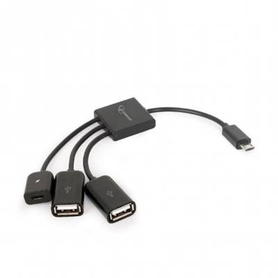 Hub USB Gembird cable Micro USB OTG BM 2x USB AF + micro BF, 0,15 m
