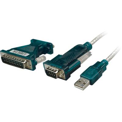 Adaptor Logilink 1x USB 2.0 Male - 1x Serial Male + 1x Serial 25-pin Male, 1.8m