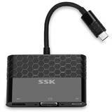 Adaptor SSK USB Male tip C - VGA Female/USB Type-C/USB Type-A negru