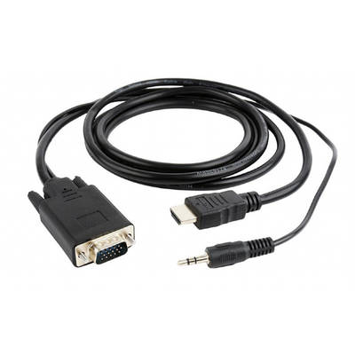 Gembird HDMI Male - VGA Male + Jack 3.5mm Male, 1.8m, negru