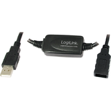 Logilink Repeater USB 2.0 tip A male - USB 2.0 tip A female, 10m, Negru