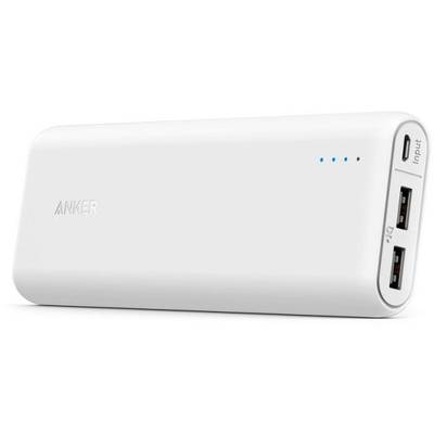 Anker PowerCore, 15600 mAh, 4.8A, 2x USB, White, tehnologia PowerIQ
