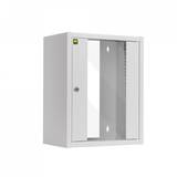 Netrack wall-mounted cabinet, 10'', 9U/300 mm, grey, glass door