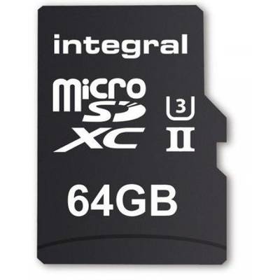 Card de Memorie Integral microSDXC 280-100MB UHS-II V60 + Adaptor SD, 64GB