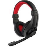 Gaming microphone & stereo headphones with volume control, black/red