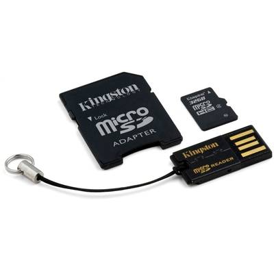 Card de Memorie Kingston Micro SDHC 32GB Clasa 4 + Adaptor SD + Card Reader USB 2.0