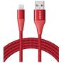 Anker PowerLine+ II, USB Male la Lightning Male, 1.8 m, Red + husa cadou