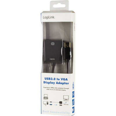 Adaptor Logilink 1x USB 3.0 Male - 1x VGA Female Black
