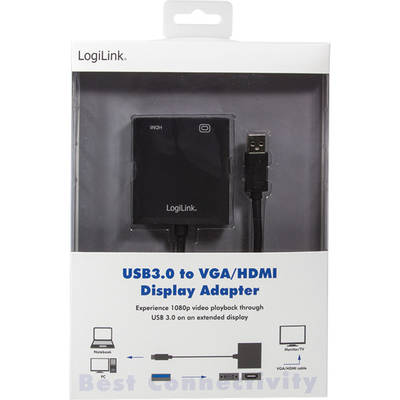 Adaptor Logilink 1x USB 3.0 Male - 1x DVI Female