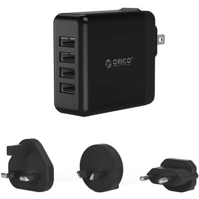 Orico DSP-4U Wall Charger, 4x USB, adaptor UK, AU, EU, Black