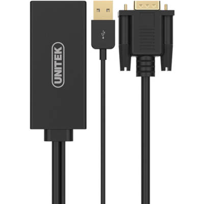 Adaptor Unitek 1x VGA Male + 1x USB 2.0 Male - HDMI Female